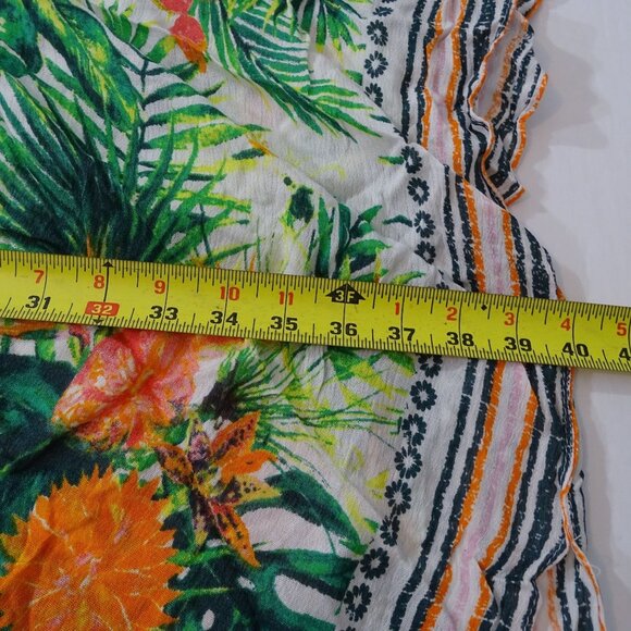 Vince Camuto Tropical Floral Kimono Open Green Orange Women One Size Tassel - Picture 7 of 10
